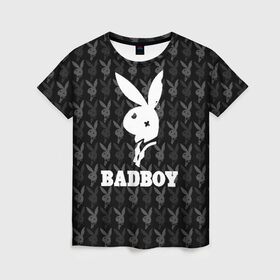Женская футболка 3D с принтом Bad boy в Курске, 100% полиэфир ( синтетическое хлопкоподобное полотно) | прямой крой, круглый вырез горловины, длина до линии бедер | Тематика изображения на принте: bad boy | bite | bow tie | broken | cool | ear | fighter | logo | man | playboy | rabbit | sign | symbol | white | белый | битый | боец | галстук бабочка | знак | кролик | логотип | любовь | мальчик | мужчина | откушенное | прикольный | сим
