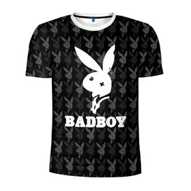 Мужская футболка 3D спортивная с принтом Bad boy в Курске, 100% полиэстер с улучшенными характеристиками | приталенный силуэт, круглая горловина, широкие плечи, сужается к линии бедра | bad boy | bite | bow tie | broken | cool | ear | fighter | logo | man | playboy | rabbit | sign | symbol | white | белый | битый | боец | галстук бабочка | знак | кролик | логотип | любовь | мальчик | мужчина | откушенное | прикольный | сим