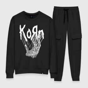 Женский костюм хлопок с принтом Korn: The Nothing в Курске, 100% хлопок | на свитшоте круглая горловина, мягкая резинка по низу. Брюки заужены к низу, на них два вида карманов: два 