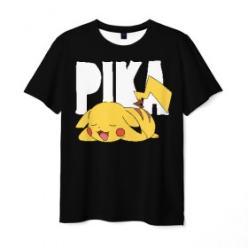 Мужская футболка 3D с принтом Пика в Курске, 100% полиэфир | прямой крой, круглый вырез горловины, длина до линии бедер | pikachu | pokeball | pokemon | пикачу | покебол | покемоны