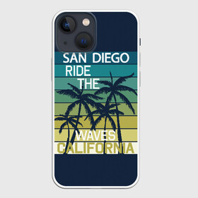 Чехол для iPhone 13 mini с принтом California в Курске,  |  | california | cool | palm trees | san diego | stripes | travel | калифорния | пальмы | полосы | прикольный | путешествие | сан диего