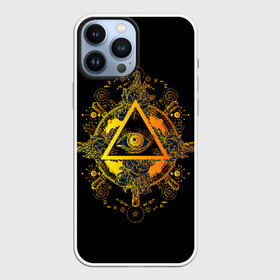 Чехол для iPhone 13 Pro Max с принтом Всевидящее око в Курске,  |  | black | esoteric | eye | mystic | occult | orange | symbol | triangle | yellow | глаз | желтый | мистика | оккультизм | око | оранжевый | символ | треугольник | черный | эзотерика