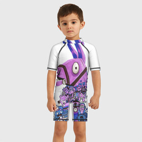 Детский купальный костюм 3D с принтом Fortnite Lama в Курске, Полиэстер 85%, Спандекс 15% | застежка на молнии на спине | fortnite | game | lama | игры | лама | фортнайт