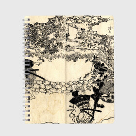 Тетрадь с принтом Японская гравюра в Курске, 100% бумага | 48 листов, плотность листов — 60 г/м2, плотность картонной обложки — 250 г/м2. Листы скреплены сбоку удобной пружинной спиралью. Уголки страниц и обложки скругленные. Цвет линий — светло-серый
 | Тематика изображения на принте: japan | japanese | искусство | картина | япония | японская гравюра | японская картина