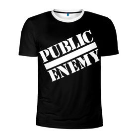 Мужская футболка 3D спортивная с принтом Public Enemy в Курске, 100% полиэстер с улучшенными характеристиками | приталенный силуэт, круглая горловина, широкие плечи, сужается к линии бедра | public enemy | rap | реп | рэп