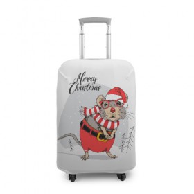 Чехол для чемодана 3D с принтом Merry Christmas в Курске, 86% полиэфир, 14% спандекс | двустороннее нанесение принта, прорези для ручек и колес | 
