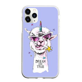 Чехол для iPhone 11 Pro матовый с принтом Dream come true в Курске, Силикон |  | alpaca | animal | carnival | dream came true | funny | horn | llama | rainbow | slogan | star | unicorn | альпака | единорог | животное | звезда | карнавал | лама | мечта сбылась | очки | прикольный | радуга | рог | слоган