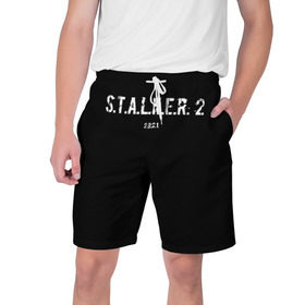 Мужские шорты 3D с принтом Сталкер 2 в Курске,  полиэстер 100% | прямой крой, два кармана без застежек по бокам. Мягкая трикотажная резинка на поясе, внутри которой широкие завязки. Длина чуть выше колен | Тематика изображения на принте: stalker 2 | сталкер 2