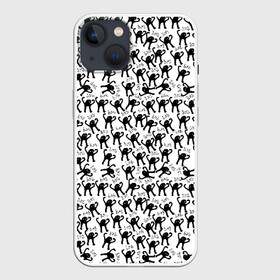 Чехол для iPhone 13 с принтом ЪУЪ в Курске,  |  | cursed cat | meme | pattern | truxkot19 | кот мем | мем с котом | мемы | паттерн | прикол | съука | черный кот | ъуъ съука | юмор