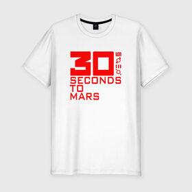 Мужская футболка премиум с принтом 30 SECONDS TO MARS в Курске, 92% хлопок, 8% лайкра | приталенный силуэт, круглый вырез ворота, длина до линии бедра, короткий рукав | Тематика изображения на принте: 30 seconds to mars | 30 секунд до марса | thirty seconds to mars