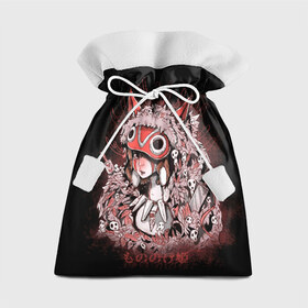 Подарочный 3D мешок с принтом Princess warrior в Курске, 100% полиэстер | Размер: 29*39 см | Тематика изображения на принте: ghibli | hayao miyazaki | hime | miyazaki | mononoke | princess | studio | ашитака | гибли | минни | миядзаки | мононоке | моро | фентези
