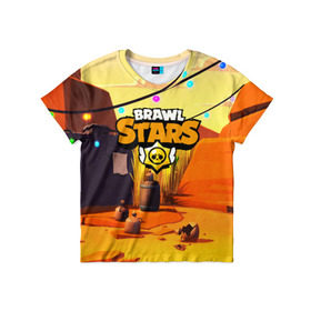 Детская футболка 3D с принтом BRAWL STARS в Курске, 100% гипоаллергенный полиэфир | прямой крой, круглый вырез горловины, длина до линии бедер, чуть спущенное плечо, ткань немного тянется | brawl stars | stars