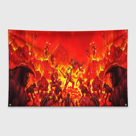 Флаг-баннер с принтом DOOM в Курске, 100% полиэстер | размер 67 х 109 см, плотность ткани — 95 г/м2; по краям флага есть четыре люверса для крепления | doom | doom eternal | game | дум