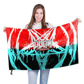 Флаг 3D с принтом DOOM ETERNAL в Курске, 100% полиэстер | плотность ткани — 95 г/м2, размер — 67 х 109 см. Принт наносится с одной стороны | doom | doom eternal | game | дум
