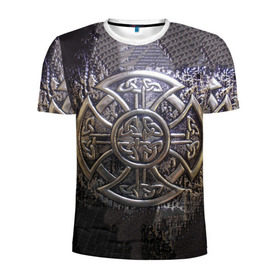Мужская футболка 3D спортивная с принтом Кельтские узоры в Курске, 100% полиэстер с улучшенными характеристиками | приталенный силуэт, круглая горловина, широкие плечи, сужается к линии бедра | 3d | абстракция | арт | желтый | кельтские узоры | на металле | черный