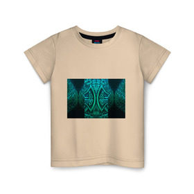 Детская футболка хлопок с принтом Кельтские узоры в Курске, 100% хлопок | круглый вырез горловины, полуприлегающий силуэт, длина до линии бедер | 3d | абстракция | арт | желтый | кельтские узоры | на металле | чеканка | черный