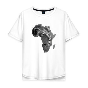 Мужская футболка хлопок Oversize с принтом King of Africa в Курске, 100% хлопок | свободный крой, круглый ворот, “спинка” длиннее передней части | animal | the lion king | африка | взгляд | дикий | животные | зверь | клыки | континент | король | король джунглей | кошка | лев | львица | царь
