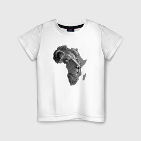 Детская футболка хлопок с принтом King of Africa в Курске, 100% хлопок | круглый вырез горловины, полуприлегающий силуэт, длина до линии бедер | animal | the lion king | африка | взгляд | дикий | животные | зверь | клыки | континент | король | король джунглей | кошка | лев | львица | царь