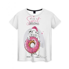 Женская футболка 3D с принтом Have a sweet Christmas в Курске, 100% полиэфир ( синтетическое хлопкоподобное полотно) | прямой крой, круглый вырез горловины, длина до линии бедер | 