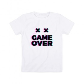 Детская футболка хлопок с принтом Game Over в Курске, 100% хлопок | круглый вырез горловины, полуприлегающий силуэт, длина до линии бедер | 