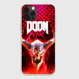 Чехол для iPhone 12 Pro с принтом Doom Enternal в Курске, силикон | область печати: задняя сторона чехла, без боковых панелей | Тематика изображения на принте: 3d | doom enternal | игра | компьютерная | логотип | планета | темный | шутер