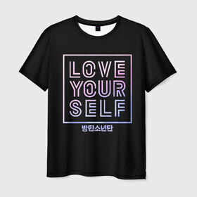 Мужская футболка 3D с принтом BTS в Курске, 100% полиэфир | прямой крой, круглый вырез горловины, длина до линии бедер | bangtan boys | beyond the scene | bts | k pop | kpop | love yourself | бтс | к поп