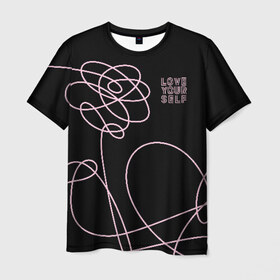 Мужская футболка 3D с принтом BTS в Курске, 100% полиэфир | прямой крой, круглый вырез горловины, длина до линии бедер | bangtan boys | beyond the scene | bts | k pop | kpop | love yourself | бтс | к поп