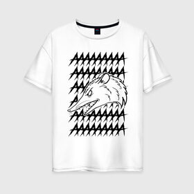 Женская футболка хлопок Oversize с принтом Злой опосум в Курске, 100% хлопок | свободный крой, круглый ворот, спущенный рукав, длина до линии бедер
 | животные | крик | опоссум