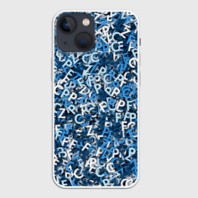 Чехол для iPhone 13 mini с принтом FCZP в Курске,  |  | fcz | белый | буквы | зенит | паттерн | питер | санкт петербург | сине бело голубые | синий | спб