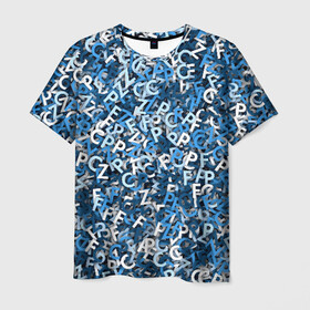 Мужская футболка 3D с принтом FCZP в Курске, 100% полиэфир | прямой крой, круглый вырез горловины, длина до линии бедер | fcz | белый | буквы | зенит | паттерн | питер | санкт петербург | сине бело голубые | синий | спб