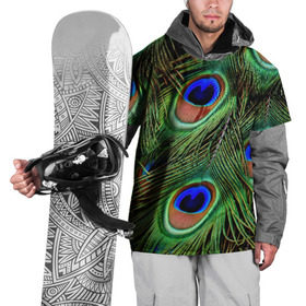 Накидка на куртку 3D с принтом Перья павлина #1 в Курске, 100% полиэстер |  | animal | bird | peacock feathers | животные | павлин | перо. | перья | птица