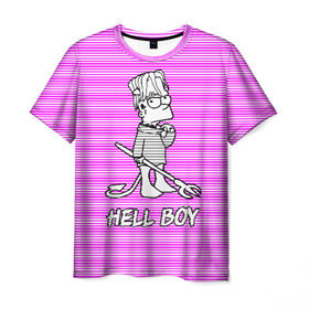 Мужская футболка 3D с принтом Lil Peep (Hell Boy) в Курске, 100% полиэфир | прямой крой, круглый вырез горловины, длина до линии бедер | alone | boy | hell | hell boy | lil | lil peep | peep | rap | sad | лил пип | маленький пип | пип | реп | рэп