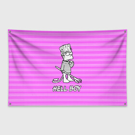 Флаг-баннер с принтом Lil Peep (Hell Boy) в Курске, 100% полиэстер | размер 67 х 109 см, плотность ткани — 95 г/м2; по краям флага есть четыре люверса для крепления | alone | boy | hell | hell boy | lil | lil peep | peep | rap | sad | лил пип | маленький пип | пип | реп | рэп