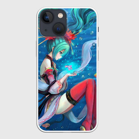 Чехол для iPhone 13 mini с принтом Hatsune Miku в чулках в Курске,  |  | anime | character | geisha | hatsune miku | japan | kimono | manga | style | аниме | вокалоид | девушки | манга | мульт | оружие | сёдзё | сериал | хатсуне мику