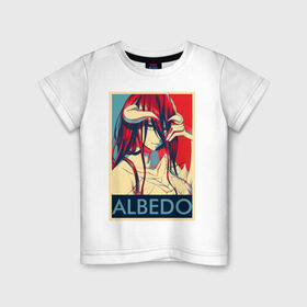 Детская футболка хлопок с принтом Альбедо в Курске, 100% хлопок | круглый вырез горловины, полуприлегающий силуэт, длина до линии бедер | Тематика изображения на принте: overlord | альбедо | аниме | повелитель