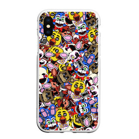 Чехол для iPhone XS Max матовый с принтом FNAF STICKERBOMBING в Курске, Силикон | Область печати: задняя сторона чехла, без боковых панелей | five nights | five nights freddy | fnaf | freddy nights | freddy s | фнаф | фредди