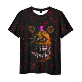 Мужская футболка 3D с принтом FNAF Nightmare в Курске, 100% полиэфир | прямой крой, круглый вырез горловины, длина до линии бедер | blood | five nights at freddy’s | fnaf | game | horror | игра | кровь | пять ночей у фредди | ужас | фнаф | фреди