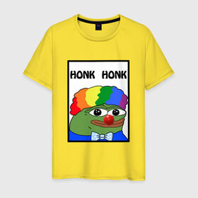 Мужская футболка хлопок с принтом Honk Honk в Курске, 100% хлопок | прямой крой, круглый вырез горловины, длина до линии бедер, слегка спущенное плечо. | feels bad man | feels good man | honk honk | pepe | pepe the frog | sad pepe | грустная лягушка | пепе