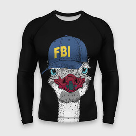 Мужской рашгард 3D с принтом FBI в Курске,  |  | beak | bird | blue | cap | fbi | funny | head | inscription | long | neck | ostrich | red | весёлый | голова | длинная | кепка | клюв | красный | надпись | птица | синяя | смешной | страус | фбр | шея