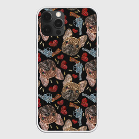 Чехол для iPhone 12 Pro Max с принтом Бульдоги в Курске, Силикон |  | animal | breed | bulldogs | cartridges | dash | dogs | drawing | embroidery | french | graphic | hearts | muzzle | weapons | бульдоги | вышивка | графический | животное | оружие | патроны | пистолеты | порода | рисунок | сердца | собаки | французс