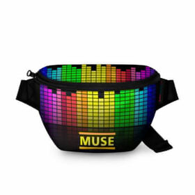 Поясная сумка 3D с принтом MUSE BAND в Курске, 100% полиэстер | плотная ткань, ремень с регулируемой длиной, внутри несколько карманов для мелочей, основное отделение и карман с обратной стороны сумки застегиваются на молнию | muse | rock | рок