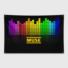 Флаг-баннер с принтом MUSE BAND в Курске, 100% полиэстер | размер 67 х 109 см, плотность ткани — 95 г/м2; по краям флага есть четыре люверса для крепления | muse | rock | рок