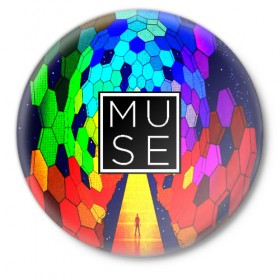 Значок с принтом MUSE в Курске,  металл | круглая форма, металлическая застежка в виде булавки | muse | rock | рок