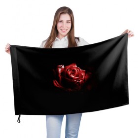 Флаг 3D с принтом Кровавая роза в Курске, 100% полиэстер | плотность ткани — 95 г/м2, размер — 67 х 109 см. Принт наносится с одной стороны | брызги | кровавая роза | кровь | роза | цветы