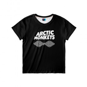 Детская футболка 3D с принтом ARCTIC MONKEYS в Курске, 100% гипоаллергенный полиэфир | прямой крой, круглый вырез горловины, длина до линии бедер, чуть спущенное плечо, ткань немного тянется | arctic monkeys | арктик манкис | арктические мартышки