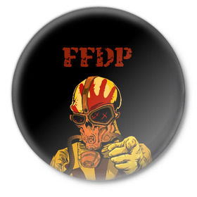 Значок с принтом Five finger death punch в Курске,  металл | круглая форма, металлическая застежка в виде булавки | ffdp | five finger death punch | music