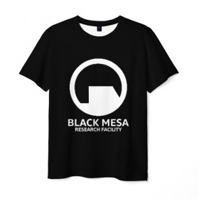 Мужская футболка 3D с принтом BLACK MESA в Курске, 100% полиэфир | прямой крой, круглый вырез горловины, длина до линии бедер | aperture laboratorie | black mesa | gordon freeman | half life | half life 3 | valve | блэк меса | вэлв | гордон фриман | халф лайф
