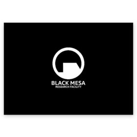 Поздравительная открытка с принтом BLACK MESA в Курске, 100% бумага | плотность бумаги 280 г/м2, матовая, на обратной стороне линовка и место для марки
 | aperture laboratorie | black mesa | gordon freeman | half life | half life 3 | valve | блэк меса | вэлв | гордон фриман | халф лайф