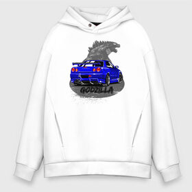 Мужское худи Oversize хлопок с принтом R34 GODZILLA в Курске, френч-терри — 70% хлопок, 30% полиэстер. Мягкий теплый начес внутри —100% хлопок | боковые карманы, эластичные манжеты и нижняя кромка, капюшон на магнитной кнопке | jdm | nissan | skyline | ниссан | скайлайн | форсаж