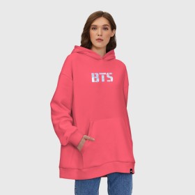 Худи SuperOversize хлопок с принтом BTS в Курске, 70% хлопок, 30% полиэстер, мягкий начес внутри | карман-кенгуру, эластичная резинка на манжетах и по нижней кромке, двухслойный капюшон
 | bts | k pop | music | бтс | к поп | музыка | поп музыка